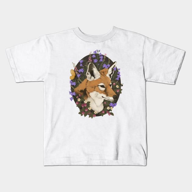 Floral Fox Kids T-Shirt by LauraGraves